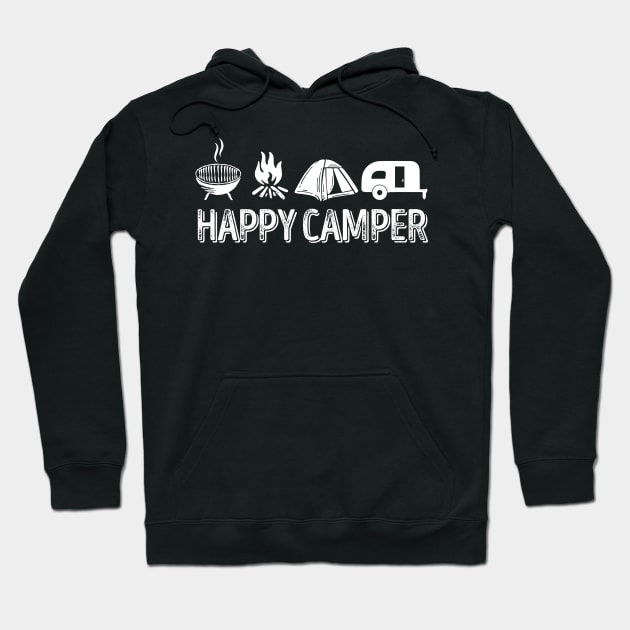 'Happy Camper Fire' Cool Camping Gift Hoodie by ourwackyhome